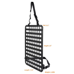 TACNEX panel installed on seat back demonstrating quick access to tools while driving