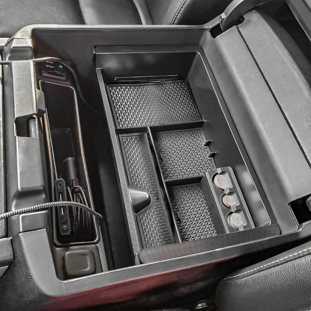 TACOBRO front view of the console insert showing neat compartments and improved organization