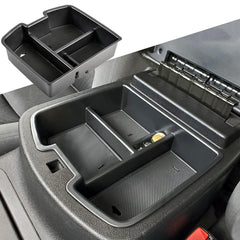 TACOBRO front view of console tray showing organized compartments and easy access