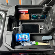 TACOBRO front view of full-coverage tray showing organized console and neat layout