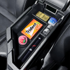 TACOBRO front view of console tray showing neat compartments and quick organization