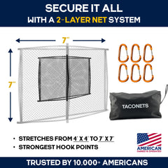 TacoNets mesh detail showing spider-web stretch pattern for better containment