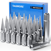 TAGMORE front view of 24pcs spike lug nuts showing full set and packaging, stylish upgrade