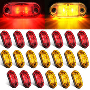 Tallew front view of assembled red and amber marker lights showing compact profile and durability