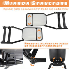 Tallew mirrors mounted on compact SUV demonstrating extended side visibility while towing