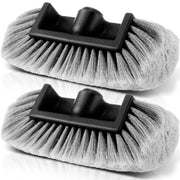 Tanlade front view of two gray brush heads showing cleaning face and size benefit