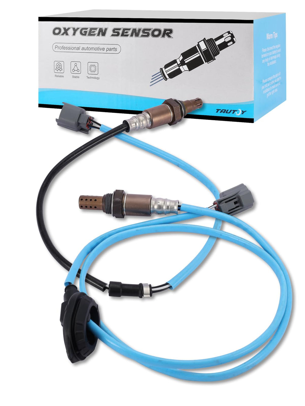 TAUTOY front packaging showing both O2 sensors and included connectors for straightforward replacement