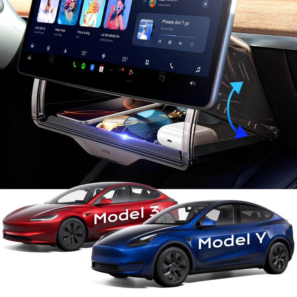 TAZENI front view of under-screen organizer showing sleek profile and fit benefit