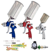 TCP Global three-piece kit front view showing complete spray gun set and benefits