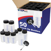TCP Global box of 50 touch-up bottles showing compact packaging and organized storage benefits
