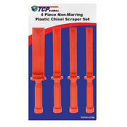 TCP Global front view of 4-piece scraper set showing sizes and ergonomic handles for safer scraping