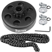 TEANTECH front view of clutch showing bore and sprocket for clear fit verification