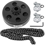 TEANTECH front view of clutch and 11-tooth sprocket showing fit and finish