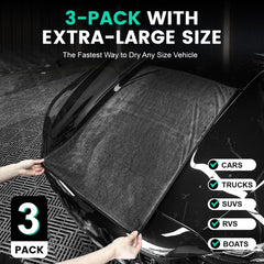 TEAWOO towel folded on sedan hood showing coverage and convenient size