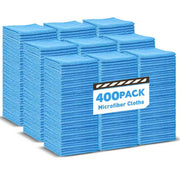 TEAWOO front packaging of 400 blue microfiber towels showing value and storage