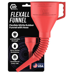 TEC Products front view of red FlexAll funnel showing shape and durable build