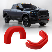 TECHPICCO front view red tow hook cover showing bold accent and neat fit