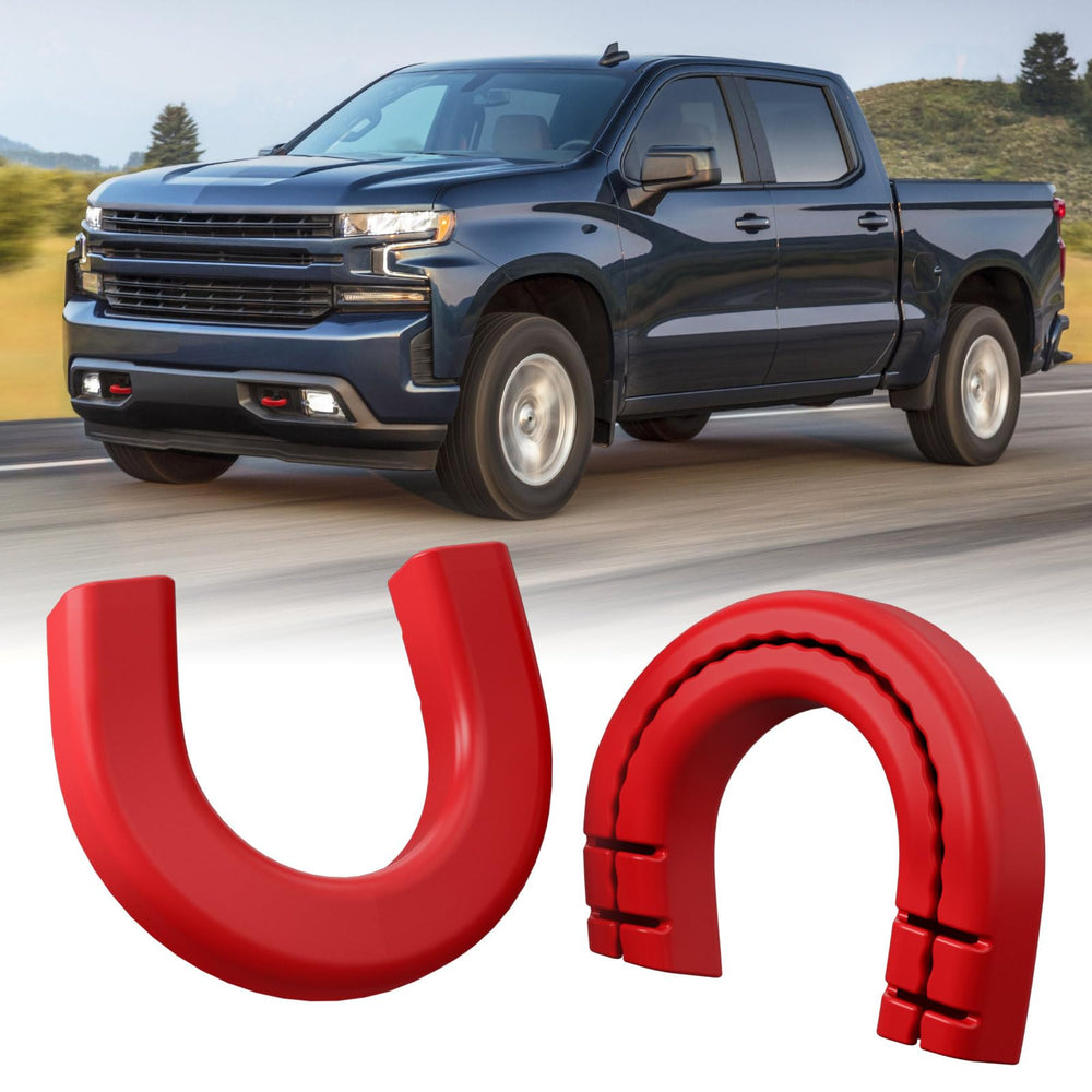 TECHPICCO red tow hook cover front view shows clean finish and protection
