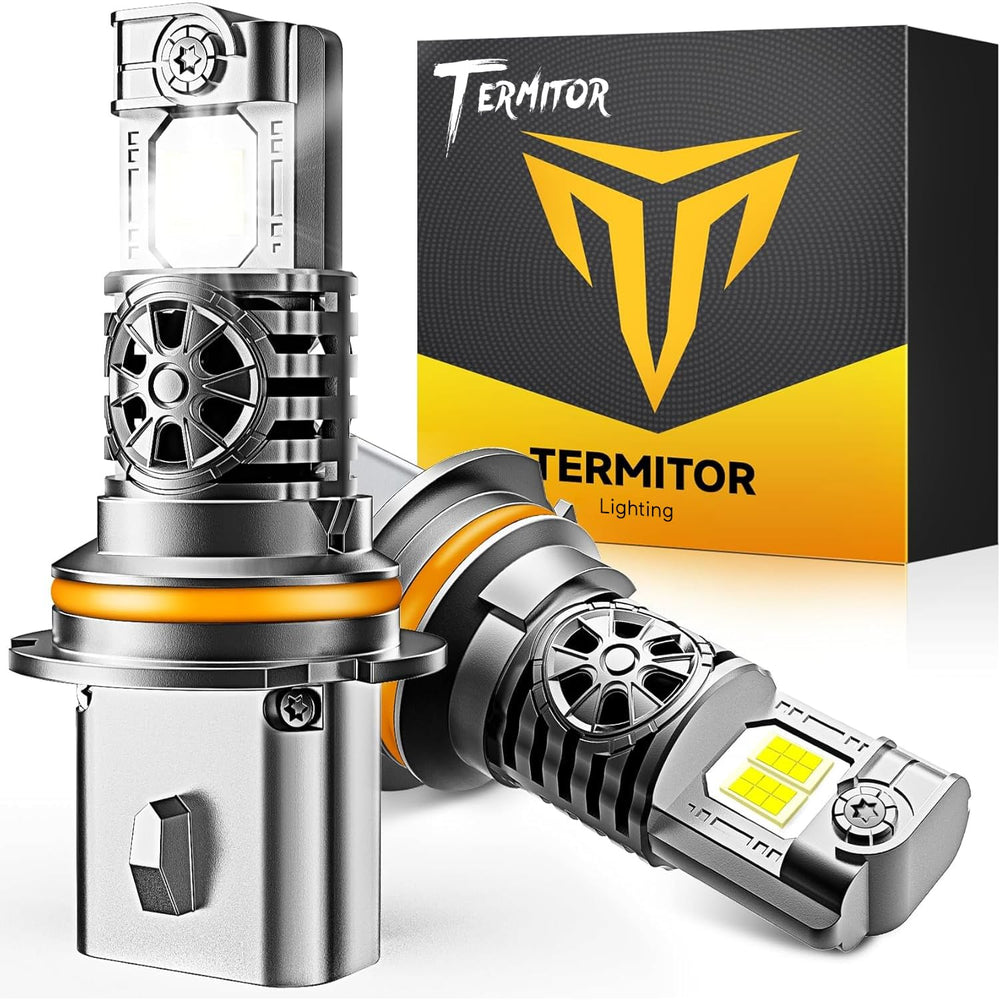 Termitor front view of packaged 9007 kit showing ready-to-install bulbs and benefits