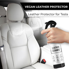 TesLux being applied to a Tesla seat demonstrating quick spill protection