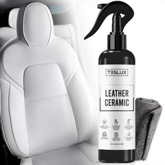 TesLux front packaging showing 10oz bottle and label protects vegan leather