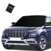 Tevlaphee front view of windshield cover on car showing full protection and quick setup