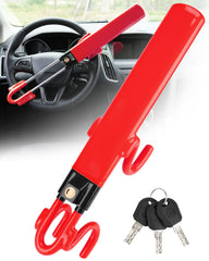 Tevlaphee front view of red steering wheel lock showing visible deterrent benefit