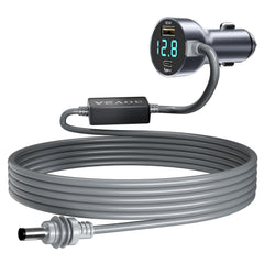 THALASSOTECH adapter front view showing ports and plug, compact car charging benefit