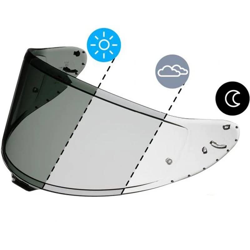 The Helmet Shop RF-1400 visor front profile showing clear tint and OEM-style fit benefit