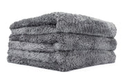 The Rag Company towel front pack showing three dark grey towels and professional quality