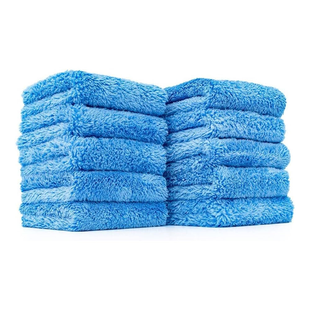 The Rag Company Eaglet 500 front view showing plush blue towels and tidy pack benefit