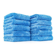 The Rag Company Eaglet 500 front view showing plush blue towels and tidy pack benefit