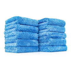 The Rag Company Eaglet 500 front view showing plush blue towels and tidy pack benefit