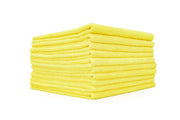 The Rag Company front view of yellow towel showing clean finish benefit