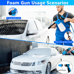 THINKWORK thick foam spray pattern covering car hood for efficient dirt lift benefit