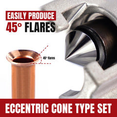 Thorstone tube cutter side view cutting clean square ends for faster flare prep