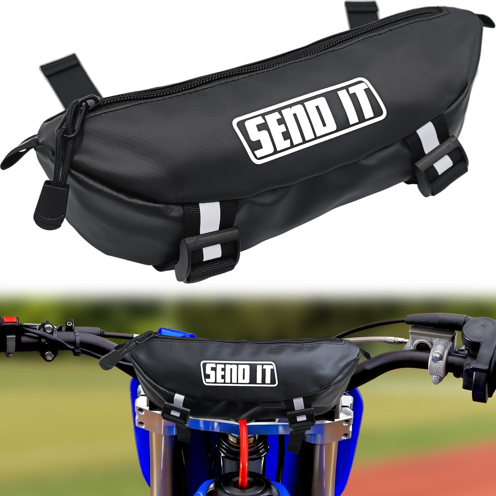ThrottlePak front view showing compact waterproof bag and sleek profile