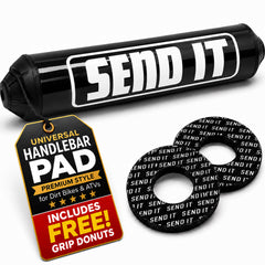 ThrottlePak SEND IT handlebar pad front packaging showing design and protection