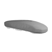 Thule box lid cover front view in gray showing full fit and neat protection