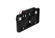 Thule front view of black license plate holder showing secure fit and visibility