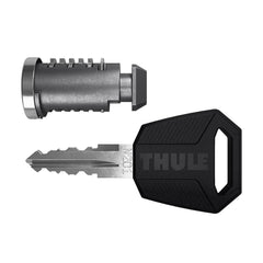 Thule front view of four matching lock cylinders showing easy replacement benefit