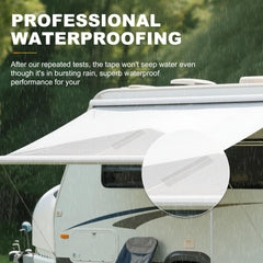 TIANLDD applied on an RV awning sealing a tear to prevent water ingress