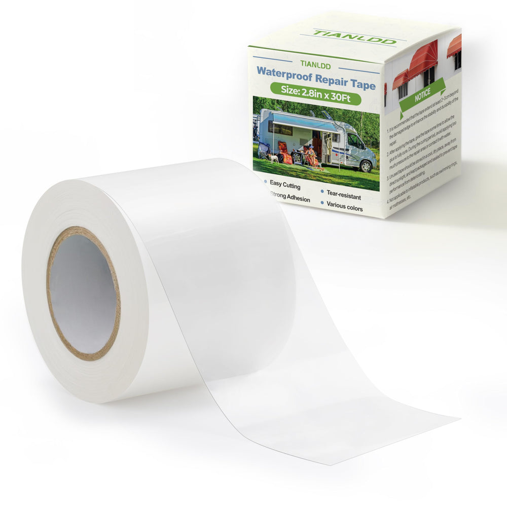 TIANLDD roll front view showing transparent tape and length for quick large repairs
