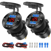 TIANWIDJEW front panel showing two 4-port USB outlets and red voltmeter for fast charging