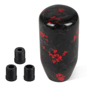 TIEVISHO red shift knob front view showing forged marble pattern and sleek profile