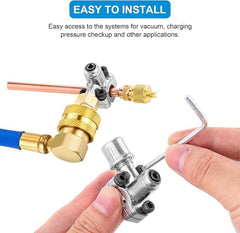 Tigbear valve installed on AC line enabling quick charging and pressure checks