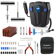 TILIBOTE front view of kit open showing inflator and tools for fast roadside repairs