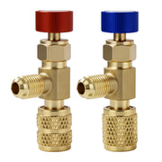 Timsec front view of both brass charging valves showing size and finish