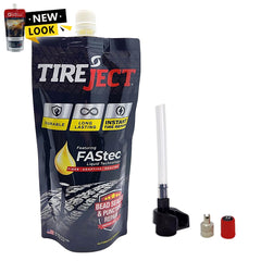TireJect dispensing cap close-up for secure valve attachment and easy injection