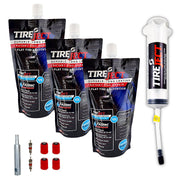 TireJect front bottle and packaging showing kit contents and quick benefit